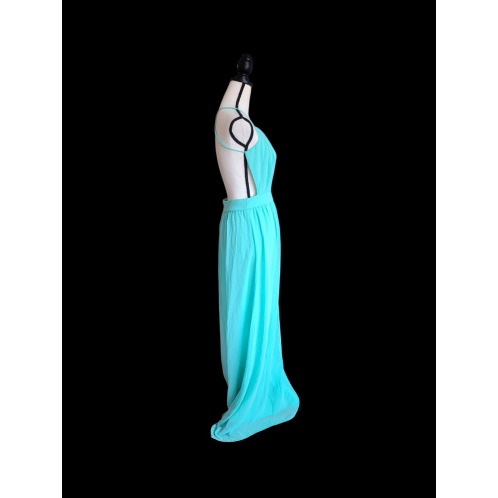 Lulus Formal Gown Open Back Strappy Sea Foam Sz M - Picture 4 of 11